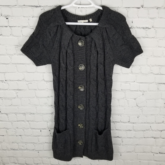 VINCE | alpaca/wool button short sleeve sweater - Picture 2 of 10